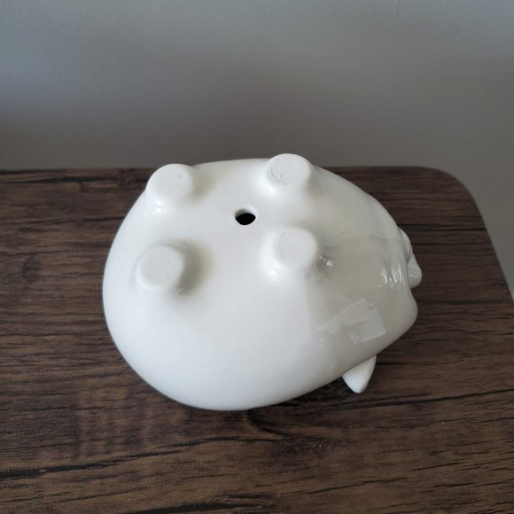 Pig Planter, White Pig Plant Pot, Ceramic Animal Planter, Succulent Planter, 6" - Picture 7 of 8